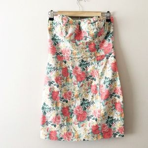 As U Wish Floral Jean Bustier Dress. Size 9. GUC